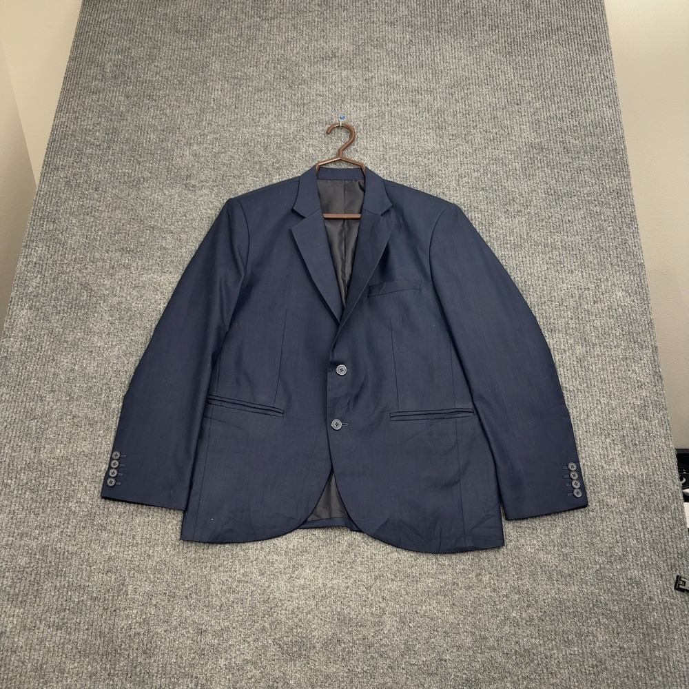 Giorgio Armani Blazer Mens L Blue Solid Two Button Tailored Professional Luxury